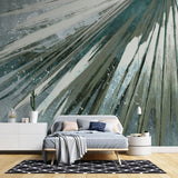 Tapet personalizat fine art cu frunza de palmier pictata artistic in nuante de verde artistic palm leaf