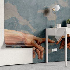 Tapet personalizat fine art cu reinterpretarea faimoasei fresce creatia” the creation