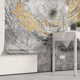 Tapet personalizat fine art cu cercuri aurii texturate pe un fundal gri beton concrete circles