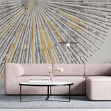 Tapet personalizat fine art cu dungi radiante argintii cu detalii aurii silver goddess