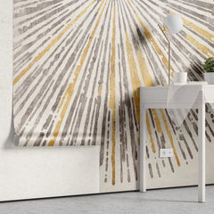 Tapet personalizat fine art cu dungi radiante argintii cu detalii aurii silver goddess