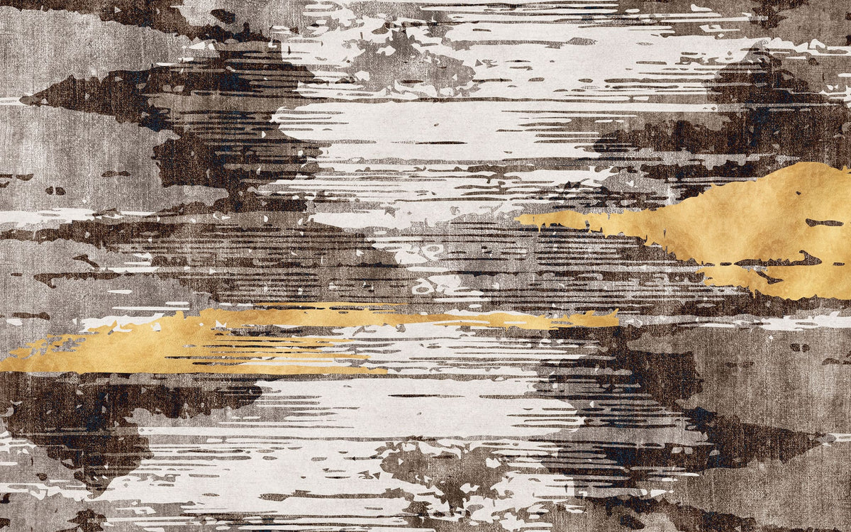 Tapet personalizat fine art cu dungi abstracte aurii si negre black meets gold