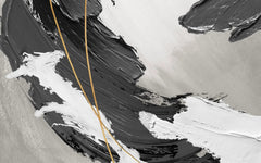 Tapet personalizat fine art cu vopsea acrilica neagra si dungi aurii black acrylic