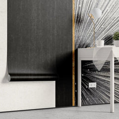 Tapet personalizat fine art cu elemente artistice abstracte in nuante de negru si detalii aurii black radius