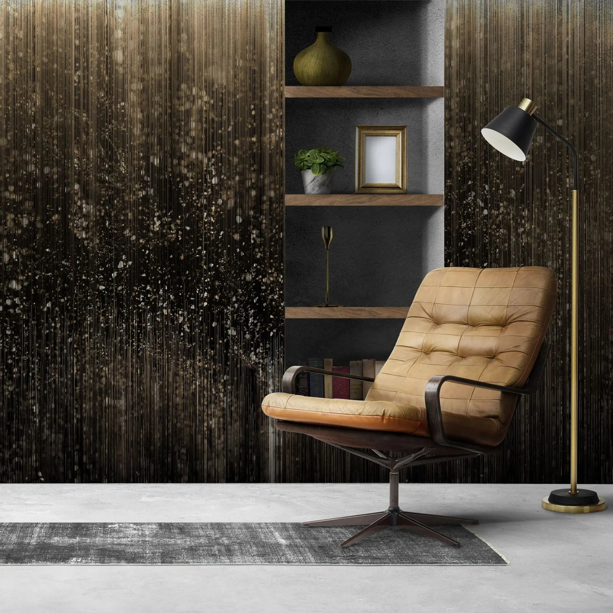 Tapet personalizat fine art cu ploaie de sclipici pe fundal negru glitter shower