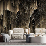 Tapet personalizat fine art in nuante de auriu si negru dark golden northen