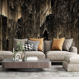 Tapet personalizat fine art in nuante de auriu si negru dark golden northen