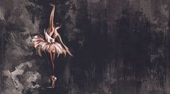 Tapet personalizat fine art cu balerina gratioasa pe un fundal inchis texturat