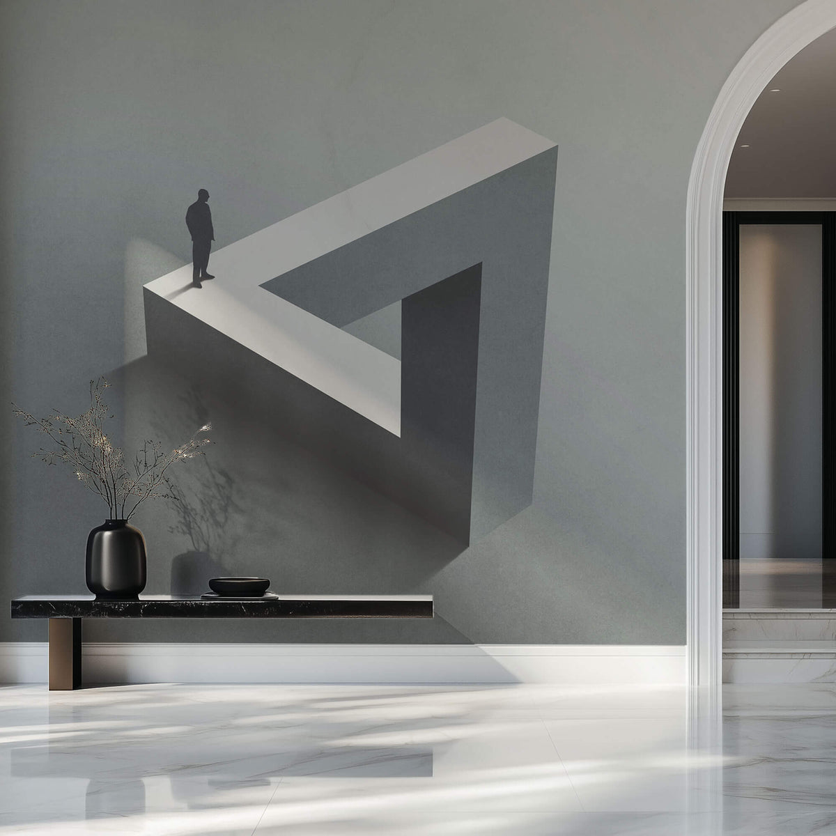 Tapet Personalizat Fine Art cu constructie de ciment in iluzie optica - TRIANGLE ILLUSION