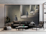 Tapet Personalizat Fine Art cu reflexia unui om in oglinda in mod repetat - MAN IN THE MIRROR