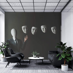 Tapet Personalizat Fine Art cu om si mastile sale - EXPRESSIONS