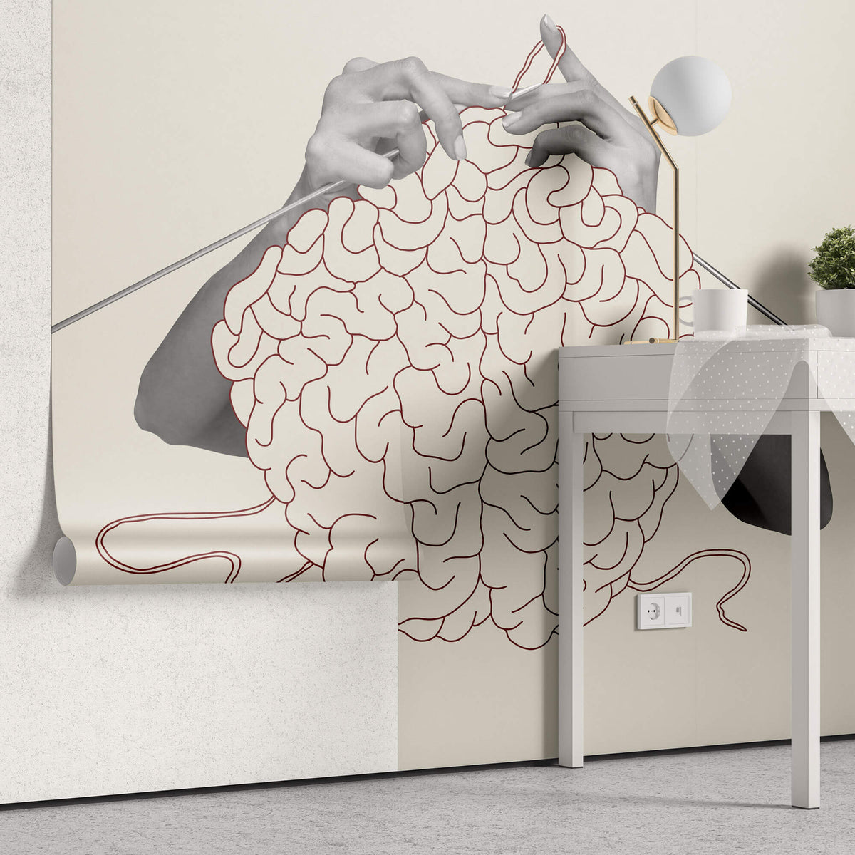 Tapet Personalizat Fine Art cu creier crosetat intr-o viziune abstracta - BRAIN CROCHE