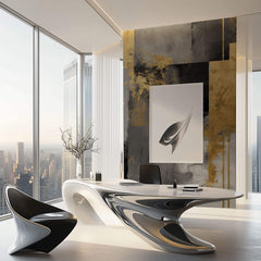 Tapet Personalizat Fine Art cu vopsea cimentata in nuante de gri si insertii aurii - INDUSTRIAL FINE ART