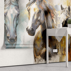Tapet Personalizat Fine Art cu trei cai pictati in stil abstract - HIGH HORSES