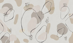 Tapet personalizat line art cu linii si puncte in nuante de bej si roz pudrat lines & dots