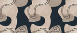 Tapet personalizat line art cu design integrat intr un pattern jucaus in nuante de albastru marin si bej