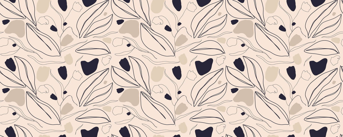 Beige Line Tulips Personalised Wallpaper