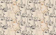Line Art Faces Personalised Wallpaper