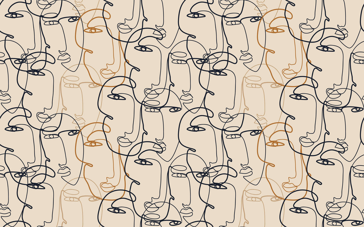 Line Art Faces Personalised Wallpaper