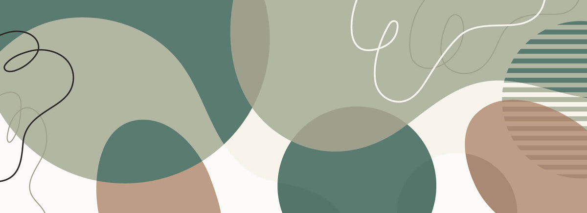 Tapet personalizat Line Art cu forme abstracte in nuante de verde - GREEN AESTHETIC