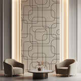 Tapet personalizat Line Art cu forme abstracte in stil retro minimalist - RETRO MODERNITY