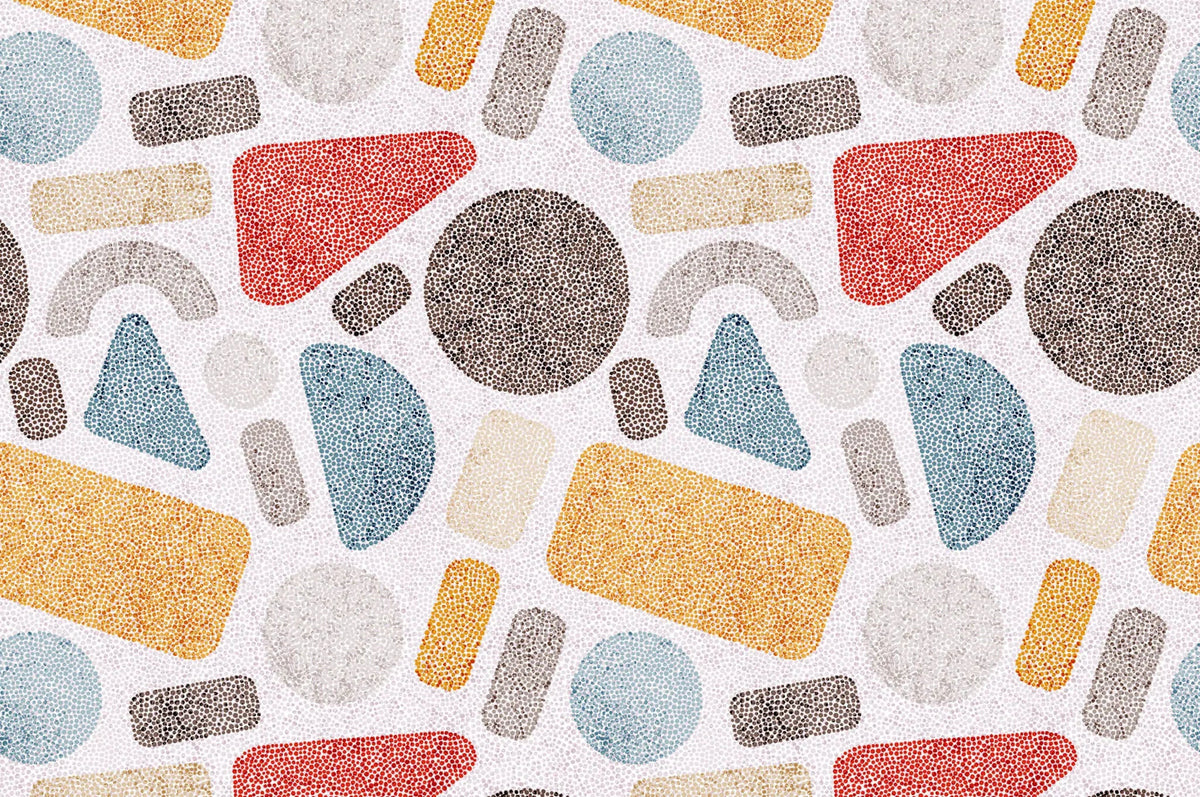 Tapet personalizat modern cu forme geometrice punctate colorate in stil retro retro dots