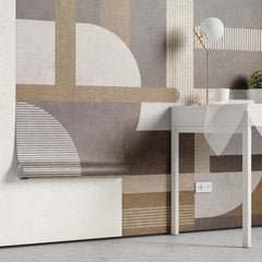 Tapet personalizat modern cu forme geometrice in nuante de bej si maro brown shades
