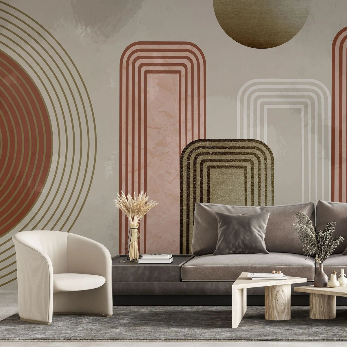 Tapet personalizat modern cu arta texturata multicolora in stil boho boho textured art