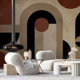 Tapet personalizat modern cu design in stil bauhaus in nuante pamantii brown bauhaus
