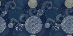 Tapet personalizat Modern cu cercuri in texturi abstracte pe un fundal albastru inchis - OVERLAYED CIRCLES