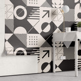 Tapet personalizat Modern cu design minimalist abstract in nuante de alb negru - MODERN GEOMETRICS