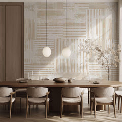 Tapet personalizat Modern cu dungi abstracte in nuante de bej cald si alb - MODERN BEIGE