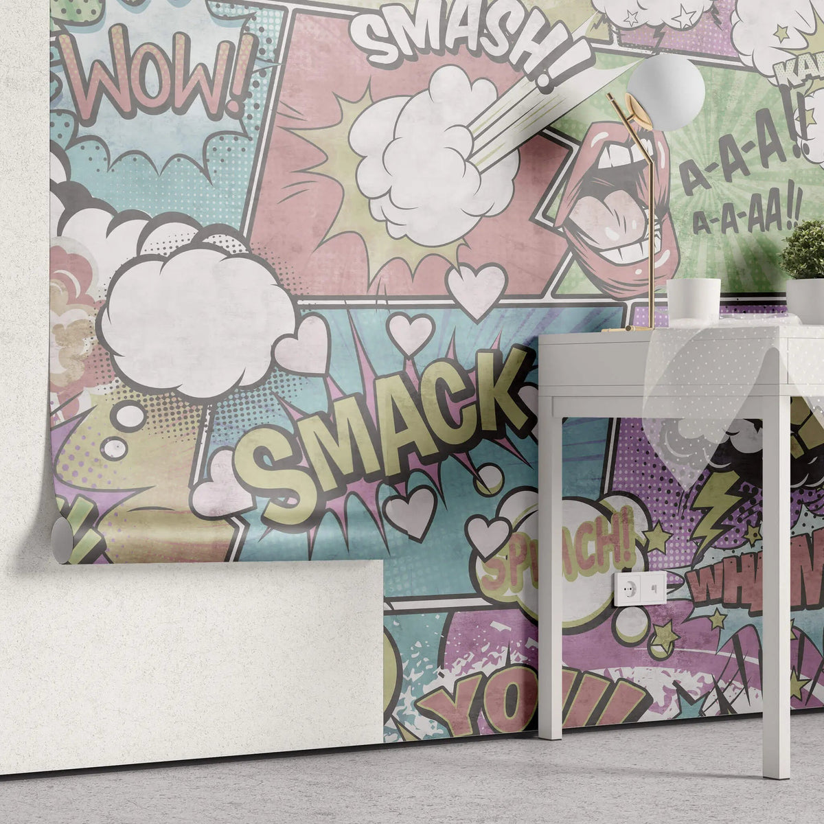 Tapet personalizat pop art & cartoon cu expresii in stil retro retro speech bubbles