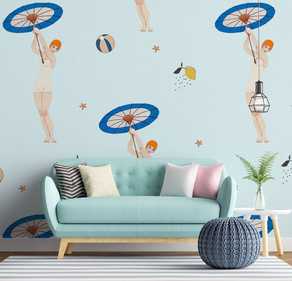 Tapet personalizat pop art & cartoon cu pattern retro intr o atmosfera de vara