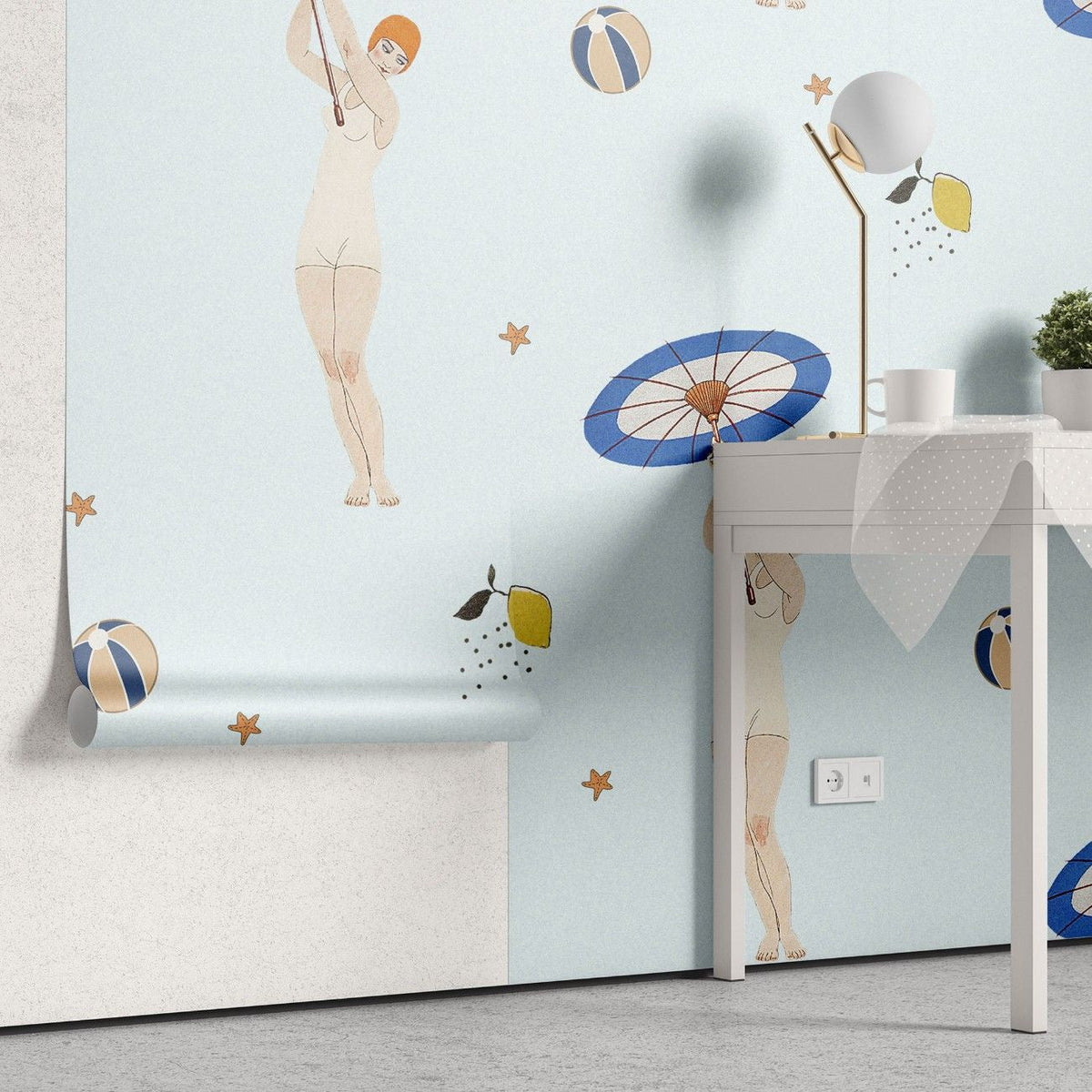 Tapet personalizat pop art & cartoon cu pattern retro intr o atmosfera de vara