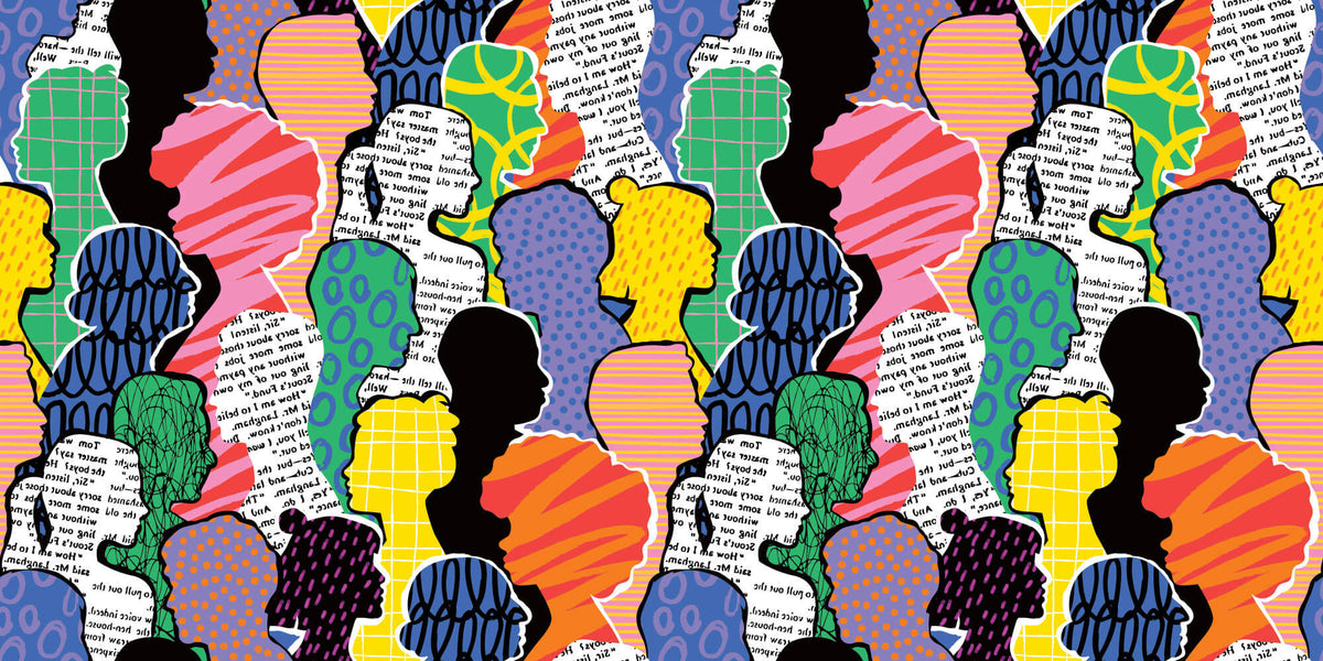 Tapet Personalizat Pop Art & Cartoon cu oameni realizati in colaj de ziare - CROWDED