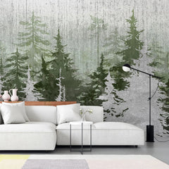 Tapet personalizat forest cu brazi verzi si argintii silver green pine ii