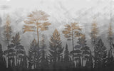 Tapet personalizat forest cu padure si copaci cu frunze de alama brass trees