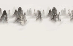 Tapet personalizat forest cu muntii tianzi din china aflati sub ceata tianzi mountains