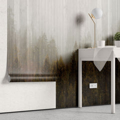 Tapet personalizat forest cu un model de copaci stilizati ce aminteste de textura lemnului oferind un aspect natural si modern wood plank forest