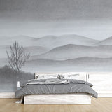 Tapet personalizat forest cu o reprezentare artistica a unei paduri cu forme geometrice si elemente rustice aducand un stil traditional bacovian