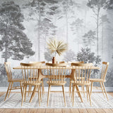 Fototapet personalizat forest cu un peisaj de padure in tonuri de gri cu detalii subtile ideal pentru un decor calm si sofisticat greyscale forest