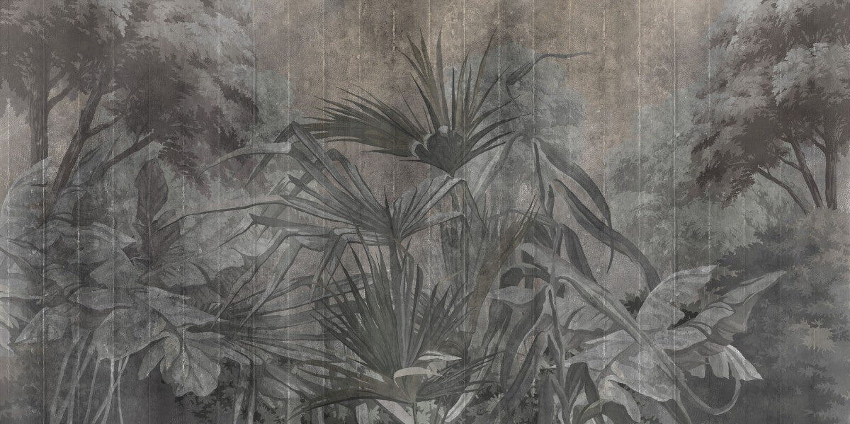 Tapet personalizat forest cu o padure stilizata in nuante intunecate ce aduce un aer de mister si eleganta contemporana dark art forest