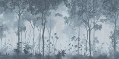 Fototapet personalizat forest cu o reprezentare artistica a unor cerbi intr o padure intunecata evocand o atmosfera misterioasa inainte de furtuna deers before storm