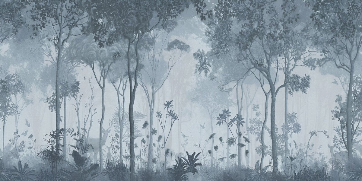 Fototapet personalizat forest cu o reprezentare artistica a unor cerbi intr o padure intunecata evocand o atmosfera misterioasa inainte de furtuna deers before storm
