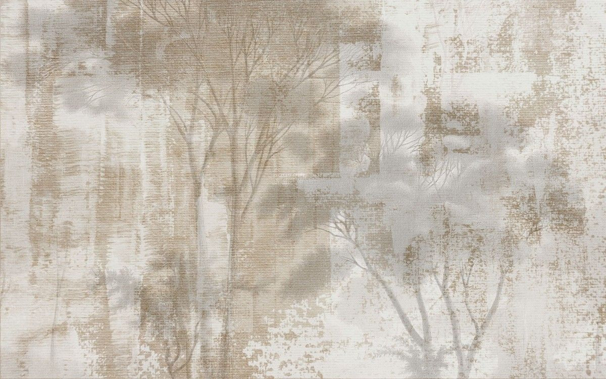 Tapet personalizat forest cu o silueta a copacilor texturata ca o panza oferind un aspect artistic si modern textile paint forest