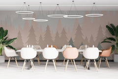 Tapet Personalizat Forest cu brazi in nuante pastel vazuti din departare - PASTEL FOREST