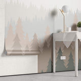 Tapet Personalizat Forest cu brazi in nuante pastel vazuti din departare - PASTEL FOREST
