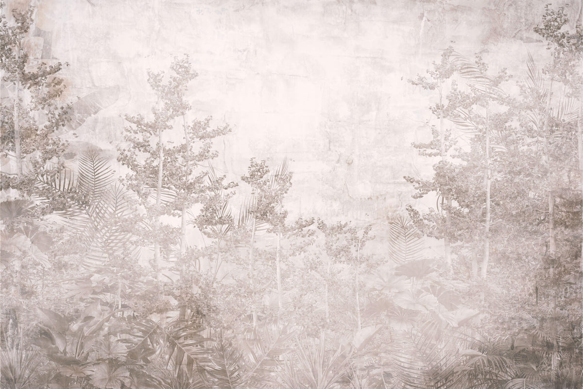 Tapet Personalizat Forest cu padure exotica in nuante sepia - SEPIA MIXED FOREST