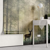 Tapet Personalizat Forest cu cerb si padure intunecata cu fundal texturat - DARK REINDEER